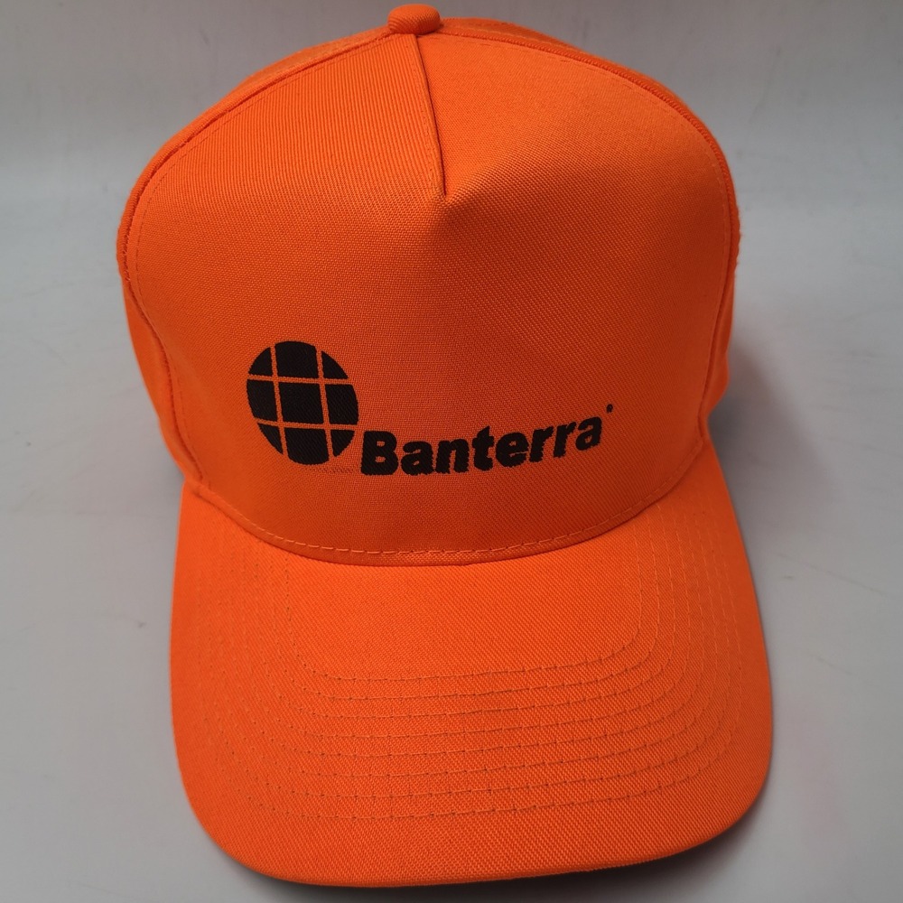 Vintage Banterra Bank Hat Snapback Otto Blaze Orange Black Logo Safety Hunt Men